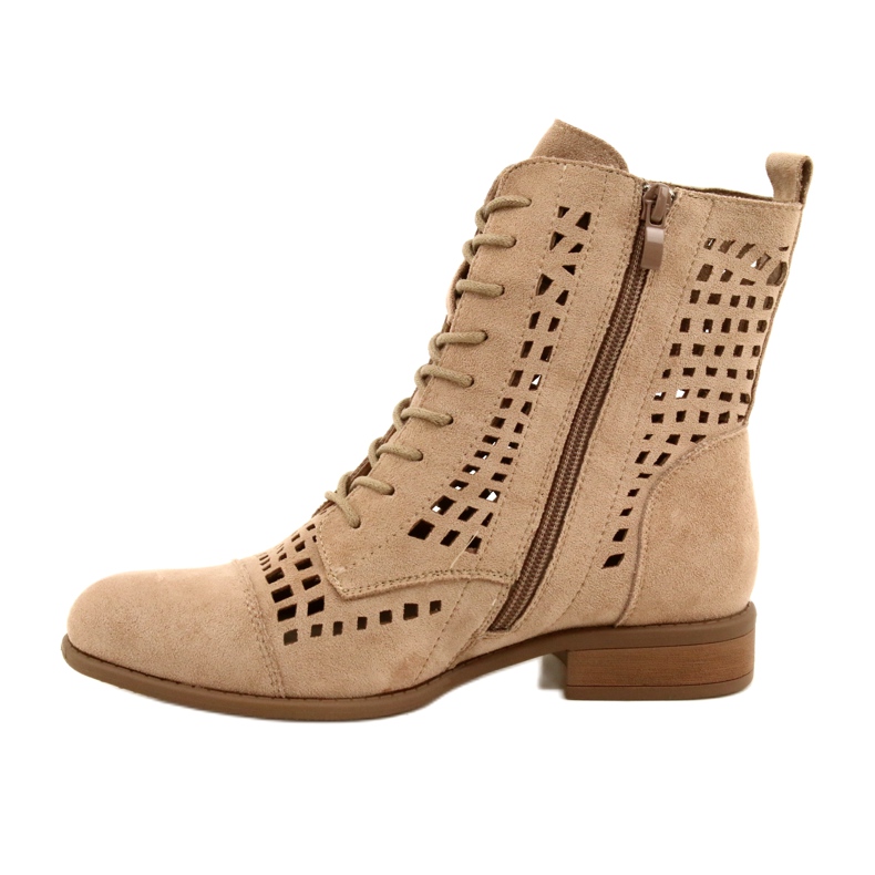 M.Daszyński Tied openwork workers Daszyński SA142-33 beige 2