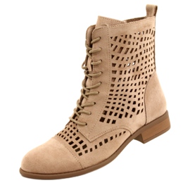 M.Daszyński Tied openwork workers Daszyński SA142-33 beige 4