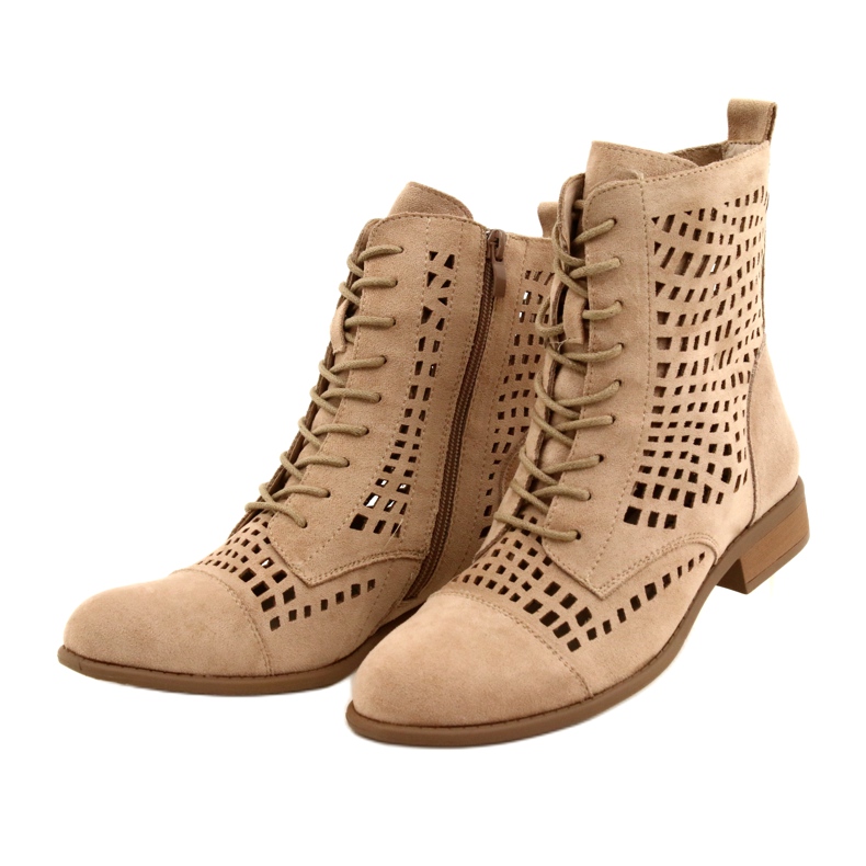 M.Daszyński Tied openwork workers Daszyński SA142-33 beige 3