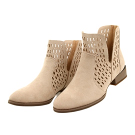 Women's Suede Boots Daszyński Beige SA197-12 3