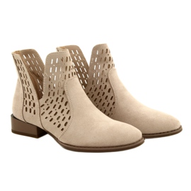 Women's Suede Boots Daszyński Beige SA197-12 6