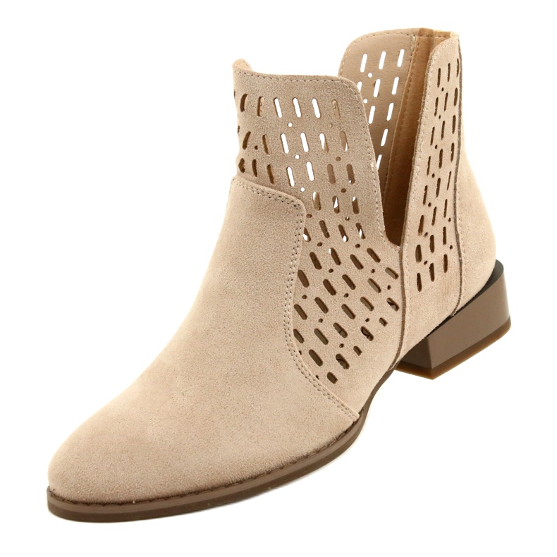 Women's Suede Boots Daszyński Beige SA197-12 4