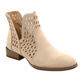 Women's Suede Boots Daszyński Beige SA197-12 1