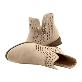 Women's Suede Boots Daszyński Beige SA197-12 7