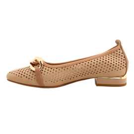 M.Daszyński Openwork Ballerina Shoes with Chain Daszyński SA201-6 Beige-gold 1