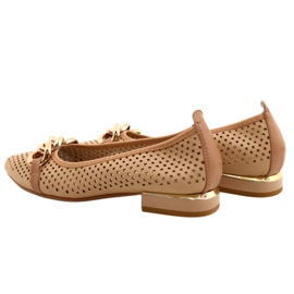 M.Daszyński Openwork Ballerina Shoes with Chain Daszyński SA201-6 Beige-gold 6