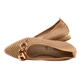 M.Daszyński Openwork Ballerina Shoes with Chain Daszyński SA201-6 Beige-gold 5