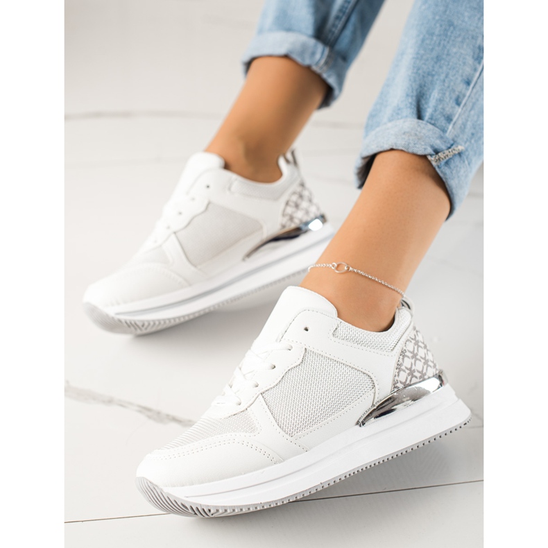 Diamantique White Sneakers With Mesh 1