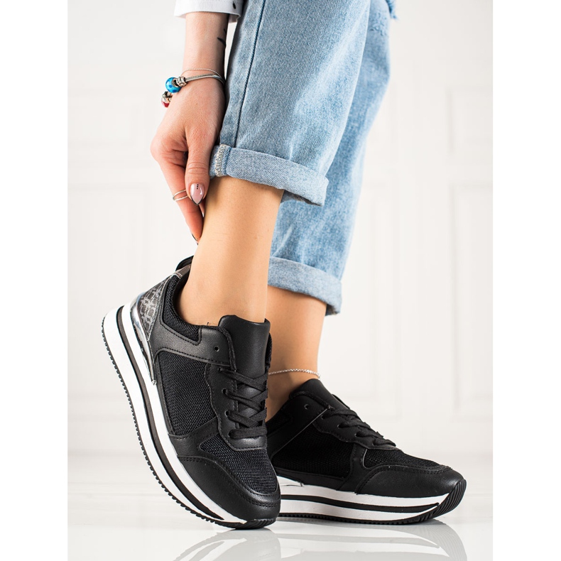 Diamantique Black Sneakers With Mesh 1