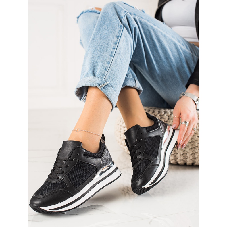 Diamantique Black Sneakers With Mesh 2