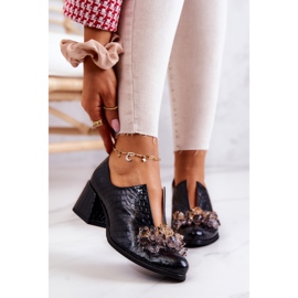 PA2 Elegant Leather High Heels With Black Delaver Decoration 1 PA2 Elegant Leather High Heels With Black Delaver Decoration 1