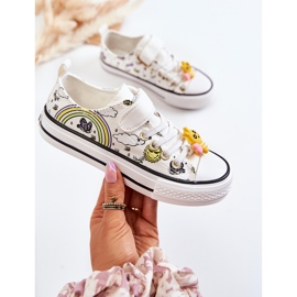 Vinceza Children's Sneakers With Velcro Print White Lace 1