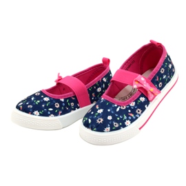 American Club Girls' ballerinas sneakers with a bow Ten64/22 in flowers blue blue 2