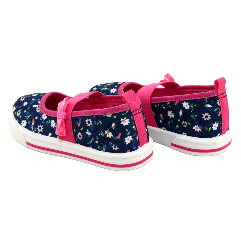 American Club Girls' ballerinas sneakers with a bow Ten64/22 in flowers blue blue 5