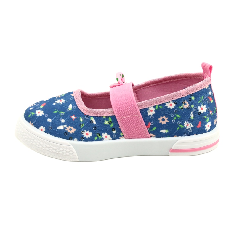 American Club Girls' ballerinas sneakers with a bow in flowers blue 1