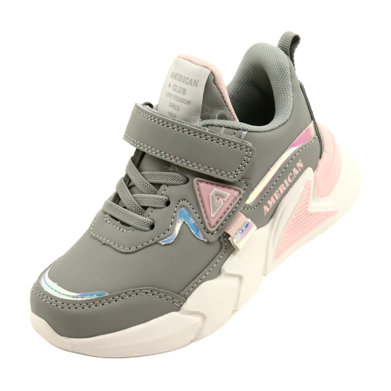 American Club Velcro sports shoes with hologram AA24/22 gray grey 3 American Club Velcro sports shoes with hologram AA24/22 gray grey 3