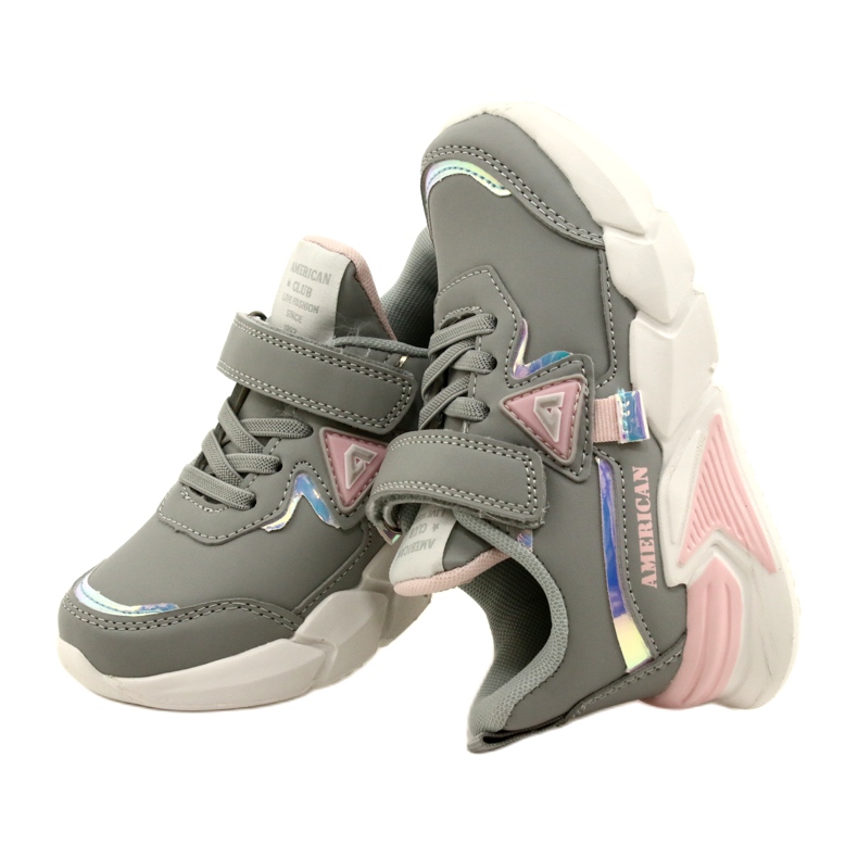 American Club Velcro sports shoes with hologram AA24/22 gray grey 4 American Club Velcro sports shoes with hologram AA24/22 gray grey 4