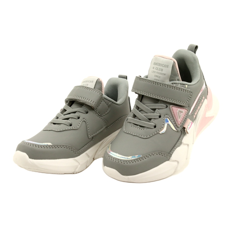 American Club Velcro sports shoes with hologram AA24/22 gray grey 2 American Club Velcro sports shoes with hologram AA24/22 gray grey 2