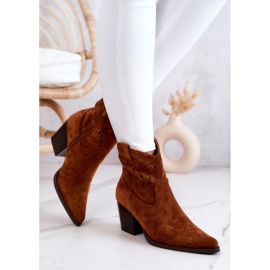 S.Barski Suede Women's Cowboy Boots Camel Devon brown 2