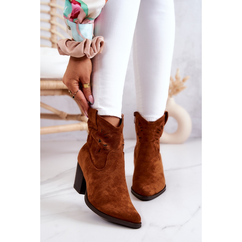 S.Barski Suede Women's Cowboy Boots Camel Devon brown 1