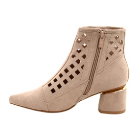 M.Daszyński Women's openwork boots Daszyński MR2168A-3 suede Beige 1
