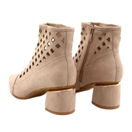 M.Daszyński Women's openwork boots Daszyński MR2168A-3 suede Beige 4