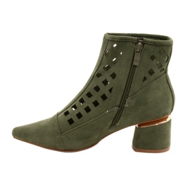 M.Daszyński Women's Daszyński MR2168A-3 Suede Green openwork boots 1