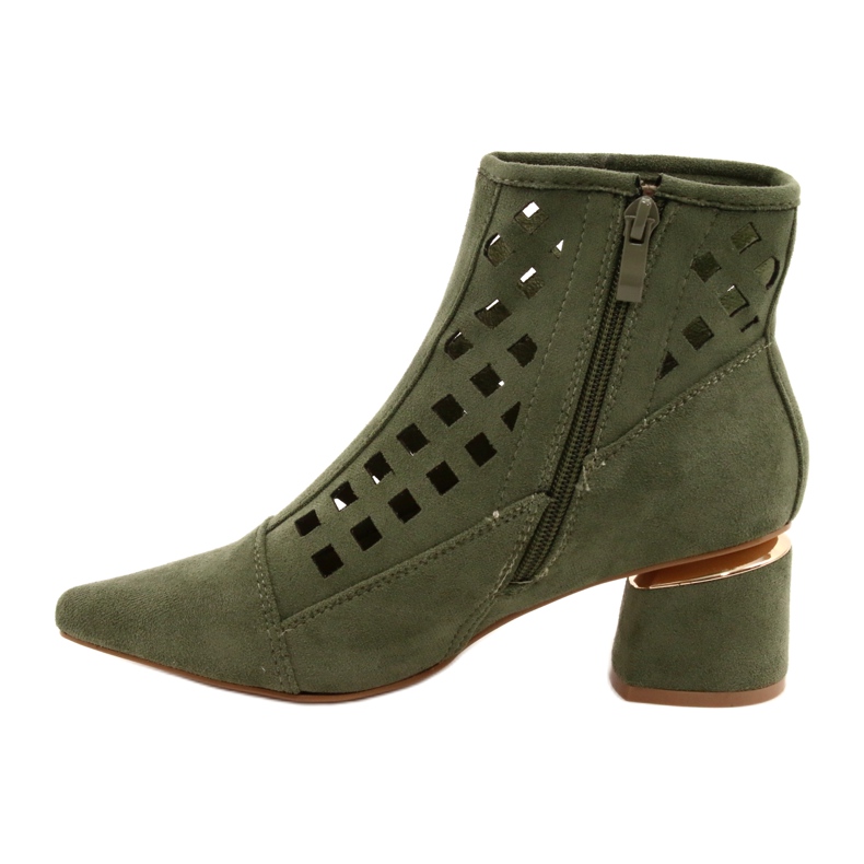 M.Daszyński Women's Daszyński MR2168A-3 Suede Green openwork boots 1