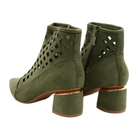 M.Daszyński Women's Daszyński MR2168A-3 Suede Green openwork boots 4
