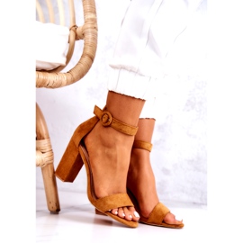 FB2 Camel Hattie Suede Sandals On A Bar brown 3