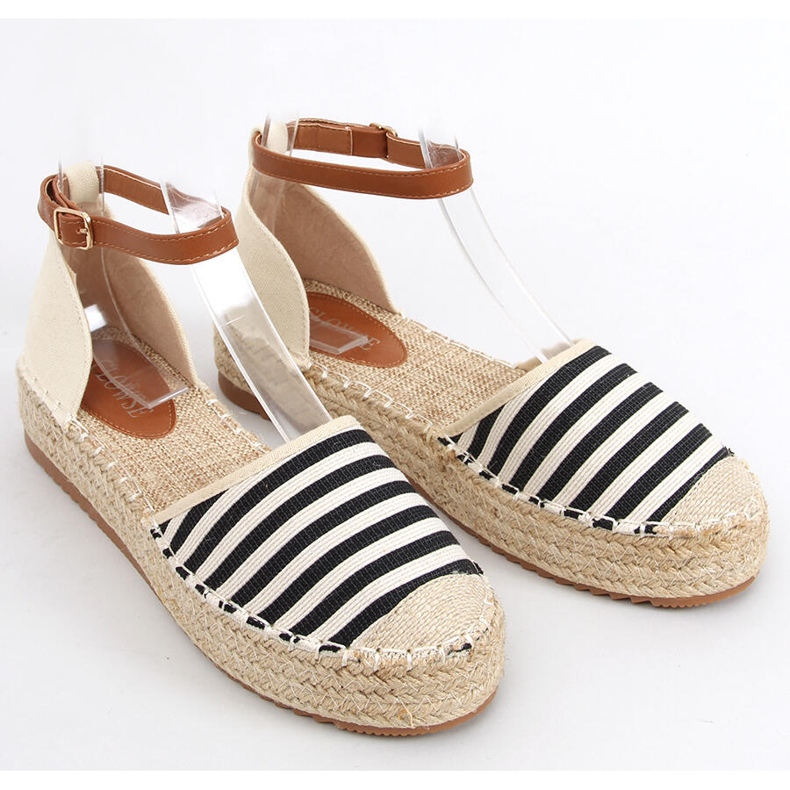 Gema Black striped espadrilles beige 1