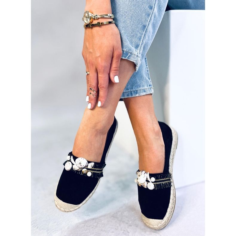 Lola Black Espadrilles with shells 1