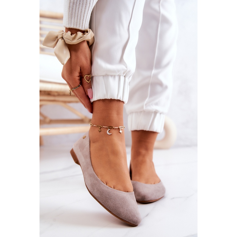 Women's Suede Ballerinas Maciejka 04100-42 Beige 1