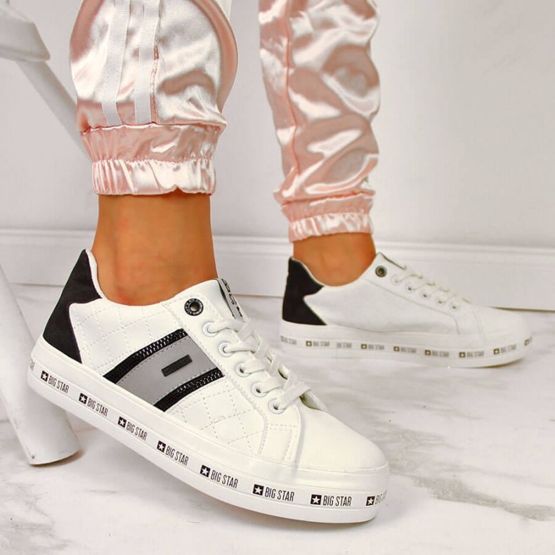 Low-top sneakers on the Big Star W II274071 platform white black grey 2