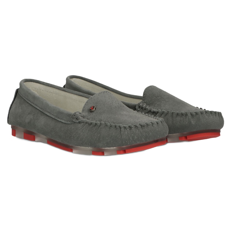 Leather Loafers Filippo DP2037 / 22 GR RD Gray red 4