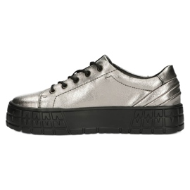 Filippo Stylish DP3528 / 22 GN Gun Metal Leather Sneakers brown silver 1