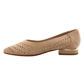 M.Daszyński Openwork Ballerinas with sequins Daszyński SA201-1 Beige 1