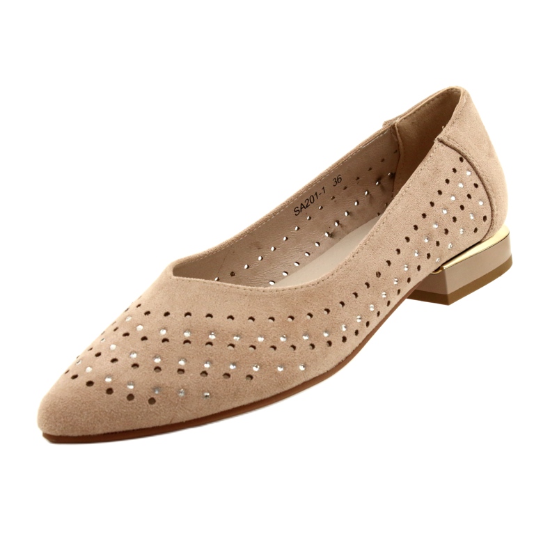 M.Daszyński Openwork Ballerinas with sequins Daszyński SA201-1 Beige 3