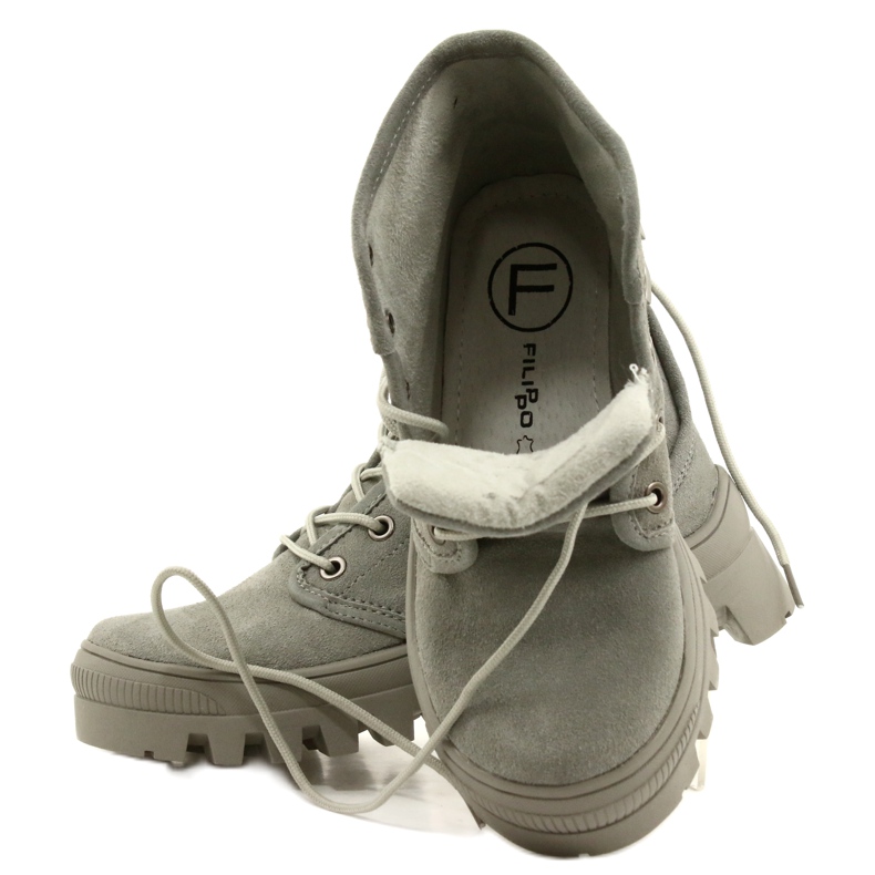 High Leather Sneakers Filippo DPT3523 / 22 GR Gray grey 4