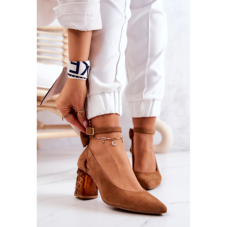 Suede Pumps With A Bow Maciejka 05059-29 Brown 2