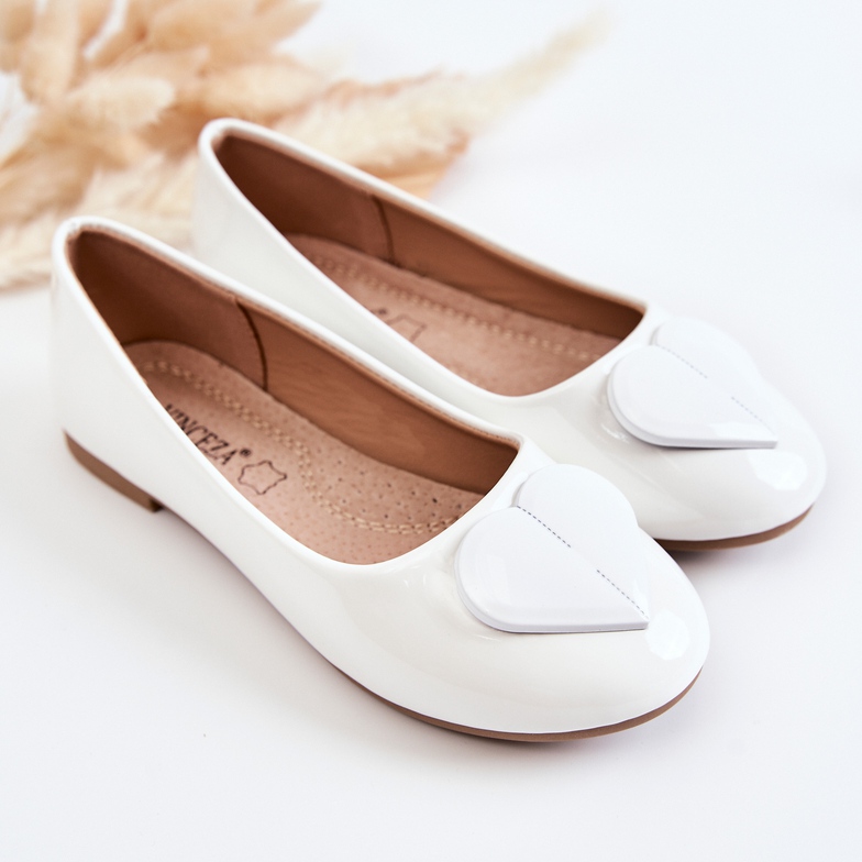 Vinceza Lacquered Children's Ballerinas With Heart White Corty 1