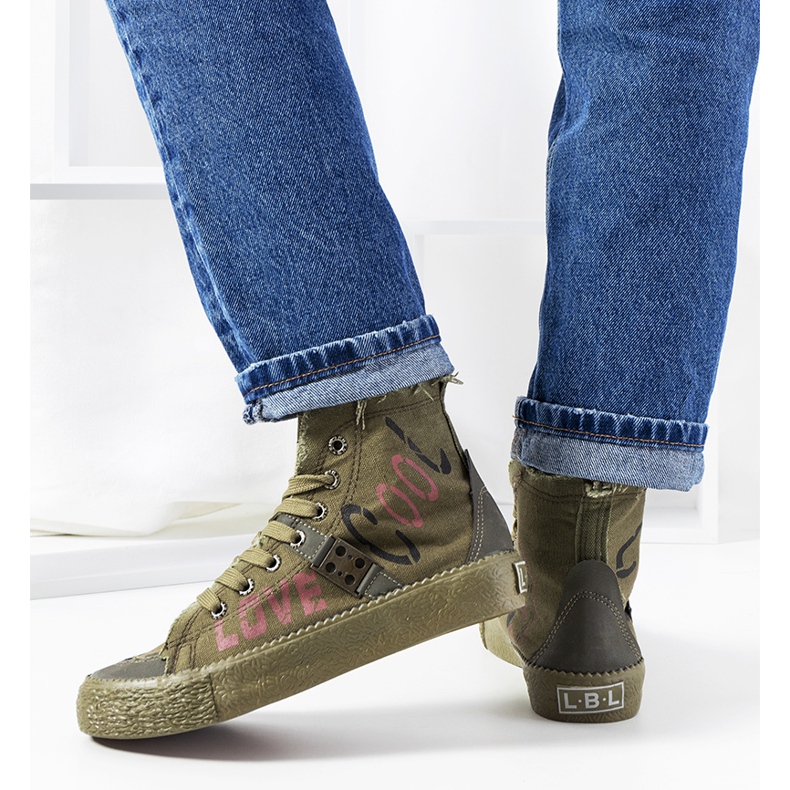 Green ankle-high sneakers from Amabella khaki 2