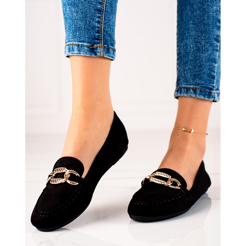 Seastar Moccasins With Golden Decoration black 1