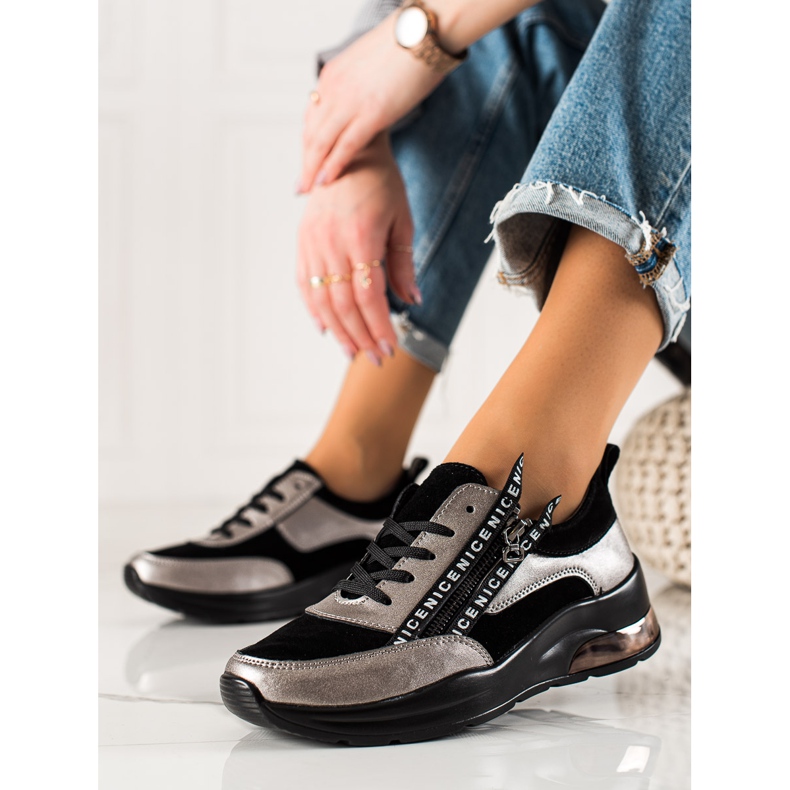 Goodin Leather Sneakers With A Zipper black 1