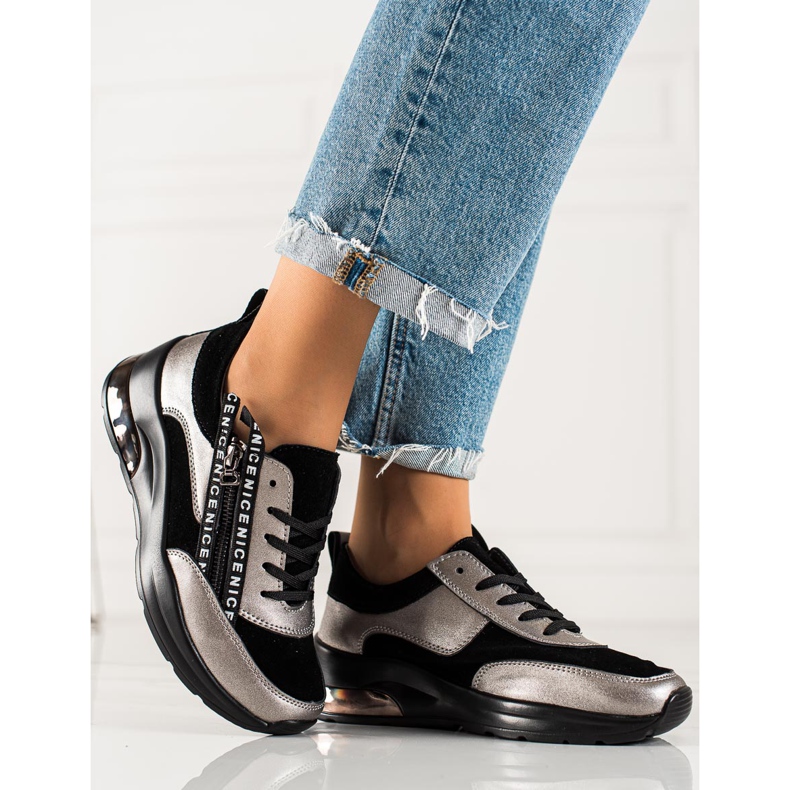 Goodin Leather Sneakers With A Zipper black 2