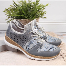 Rieker W N4255-12 openwork sports shoes blue 2