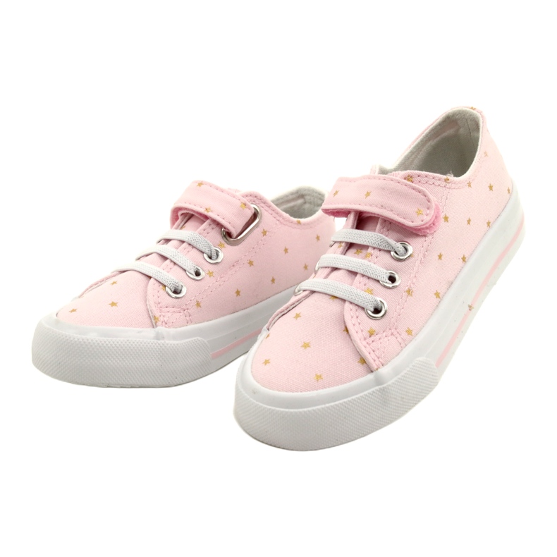 Sneakers With Velcro Silver Atletico Stars WY21383 Pink golden 2