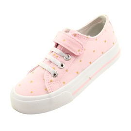 Sneakers With Velcro Silver Atletico Stars WY21383 Pink golden 3