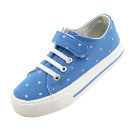 Sneakers With Velcro Silver Atletico Stars WY21383 Blue 3