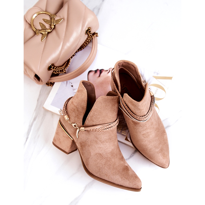 PS1 Inessa Dark Beige Suede Cowboy Boots With Stripes 5 PS1 Inessa Dark Beige Suede Cowboy Boots With Stripes 5